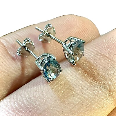 #ad Tanzanite Stud Earrings Sterling Silver 925 Oval 6MM Stud Earrings for Women $13.98