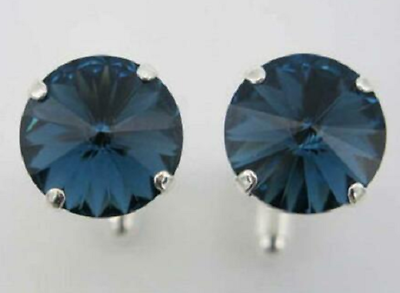 #ad Amazing 18CT Round Cut Blue Sapphire Solid 935 Argentium Silver Men#x27;s Cufflinks $260.00