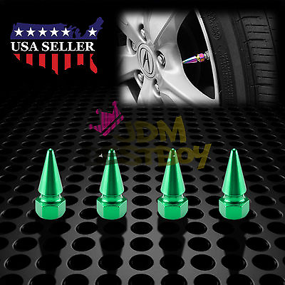 #ad 4pcs Green Long Spike Valve Stem Caps Metal Thread Set For Wheel Tires TVC17 $6.99