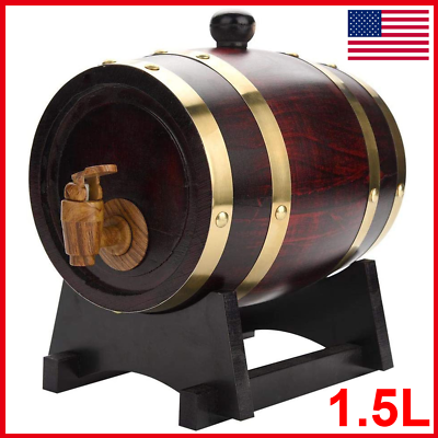 #ad 1.5L Vintage Wood Oak Wine Barrel Spirits Port Liquor Beer Whiskey Rum Keg $39.11