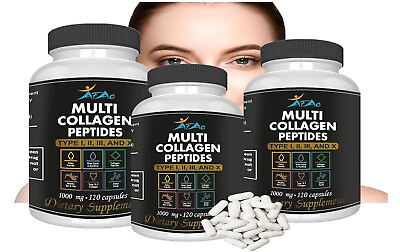 #ad 100%Multi Collagen Peptides Anti Aging hair Skin nail Collagen Pills 360 3 packs $27.00