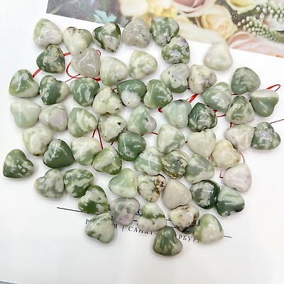 #ad 100pcs Small Natural Auspicious Jade Stone Healing Heart Gemstone Decor 12x6mm $38.94
