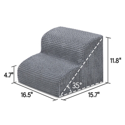 #ad High Density Foam Dog Stairs 2 Tier Extra Wide amp; Deep Pet Ramp Ladder for Bed $31.89