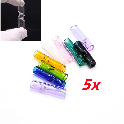 #ad 5PCS 35mm Colorful Thick Glass One Hitter Filter Cigarette Holder TubeBrush $8.55