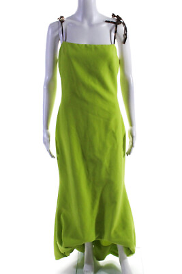 #ad Christian Siriano Womens Leopard Ties Sleeveless Square Neck Gown Green Size 8 $68.33