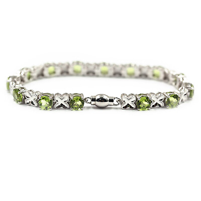 #ad Sterling Silver 925 Peridot Tennis Bracelet For Women#x27;s Gift For Her. $125.95