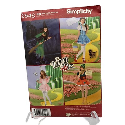 #ad Simplicity 2546 Halloween Costume The Wizard of Oz Witches Dorothy Sizes 16 24 $8.99
