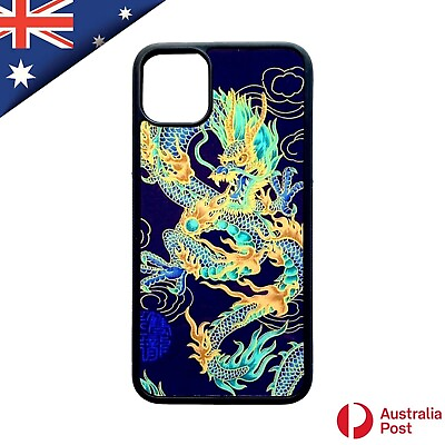 #ad Navy Blue Golden Dragon Case Cover iPhone 11 Pro Max XS Max XR SE 2020 7 8 Plus AU $16.99