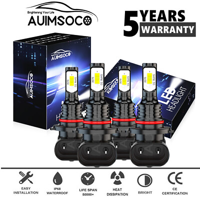 #ad 9005 9006 LED Headlights Kit Combo Bulbs 8000K High Low Beam Super White Bright $24.99