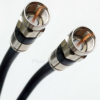 #ad 150ft BLK OUTDOOR RG6 COAXIAL CABLE WEATHER SEAL COMPRESSION FITTINGS $18.00