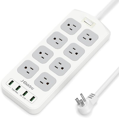 #ad Surge Protection Power Strip 8 Widely Outlet Extender and 4 USB Ports 6FT Cord $16.99