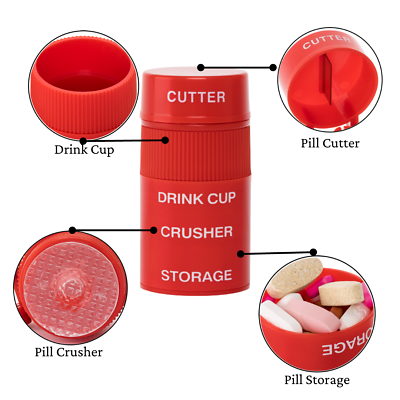 #ad Pill Crusher Cutter and Grinder Combo with Drinking Cup Storage by easycare $7.99