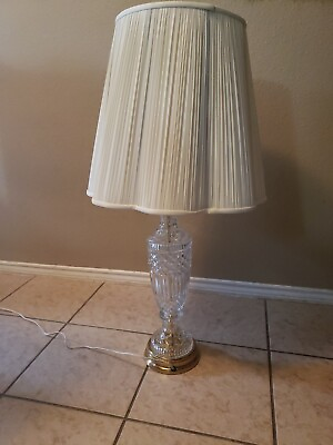 #ad Outstanding Cut Glass 33” Hollywood regency table Lamp Midcentury Diamond Patter $99.00