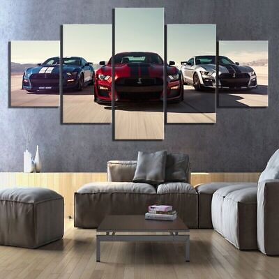 #ad Luxury Sports Car Ford Mustang 5 Piece Canvas Picture Print Wall Art Home Decor $189.00