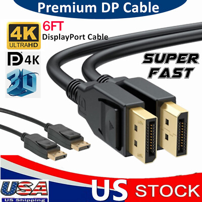 #ad 4PCS 6FT Display Port Displayport DP to DP 1.2 4K Male to Male Cable Adapter USA $6.99