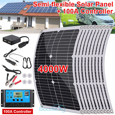 #ad 4000W Watt Mono Flexible Solar Panel 12V Home RV Rooftop Camping Off Grid Power $210.99