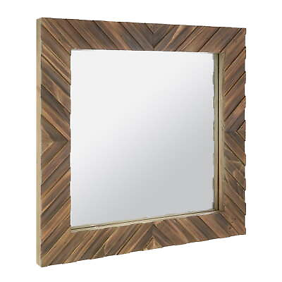 #ad Wood Square Hanging 16quot; Wall Mirror Home Décor Mirror for Dorms Bedroom Brown $34.18