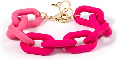 #ad Hot Pink Bracelet Resin Chain Chunky Acrylic Bracelet for Women Neon Plastic R $32.80