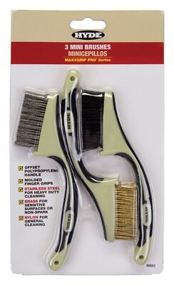 #ad Hyde 46843 Black White Poly Handle Mini Stripping amp; Scrub Wire Brush $12.28