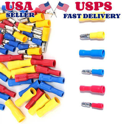 #ad 200pcs Vinyl Insulated Male Female 22 10AWG Wire Terminal Crimp Bullet Connector $13.69