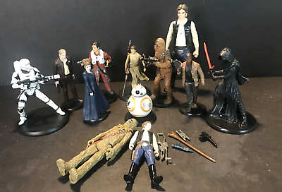 #ad Lot 12 of Star Wars Figurines with a Few Weapons Disney Cake Toppers Etc. $14.95