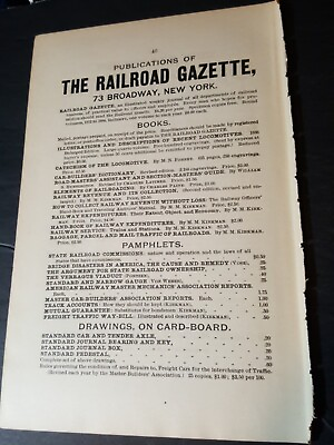 #ad Original 1886 print ad RAILROAD Gazette weekly journal 75 Broadway NYC $11.95