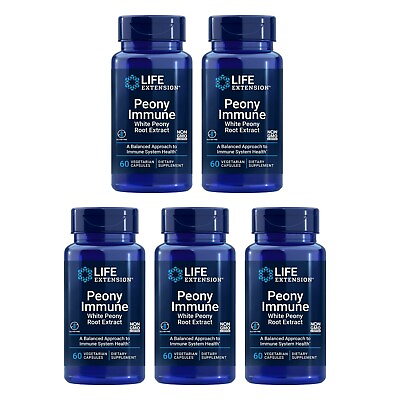 #ad Lot of 5 Life Extension Peony Immune Balances Cell Activity Vegetarian 60 Caps $109.95