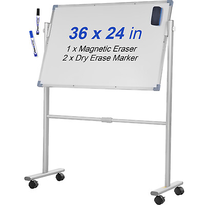 #ad VEVOR Double Sided Magnetic Whiteboard 36quot; x 24quot; Mobile Dry Erase Board w Stand $53.99