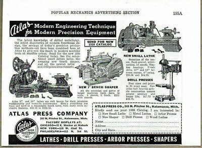#ad 1938 Print Ad Atlas Press Co LathesDrill PressBench Shapers KalamazooMI $10.75