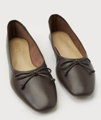#ad Women#x27;s Arissa Dark Chocolate Nappa Leather Square Toe Ballet Flats $49.00