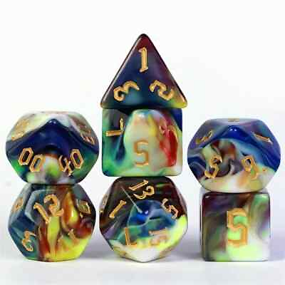 #ad Red Green Blue White Polyhedral Dice Set of 7 Acrylic D20 $6.14