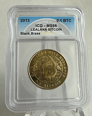 #ad 2013 Lea lana Brass 0.1 Bit Coin ICG MS66 Unfunded Blank Casascius BTCC Titan $349.99