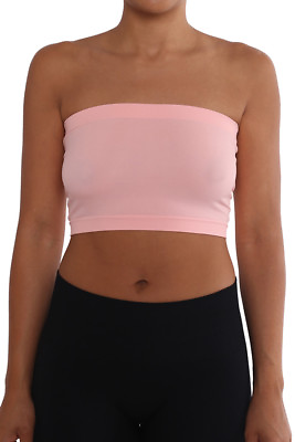 #ad Seamless Tube Top Layering Bandeau Stretchable Spandex Bra REG and PLUS sizes $6.95