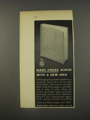 #ad 1956 Mark Cross Photo Album Ad Mark Cross Album with a new idea $19.99