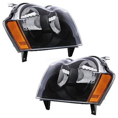 #ad For 2005 2007 Jeep Grand Cherokee Headlamps Headlights Left amp; Right Side Black $95.99