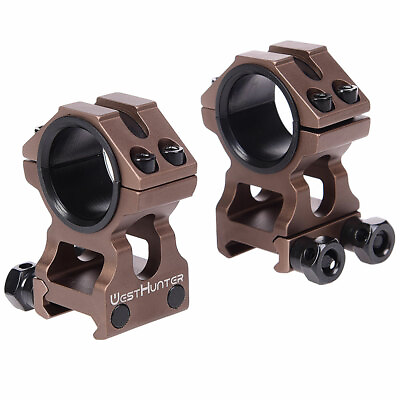 #ad High Profile Picatinny Scope Rings 1 inch 30mm Dual Rings Scope Mounts CNC Tan $17.39
