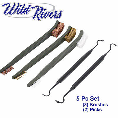 #ad Gun Rifle Pistol Cleaning Brushes Brush 5 pc Set Copper Brass Nylon Picks $6.75