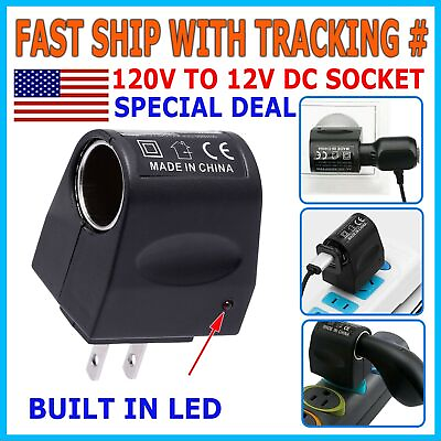 #ad #ad 120V AC Electric Wall Outlet Power To 12V DC Cigarette Lighter Adapter converter $3.26