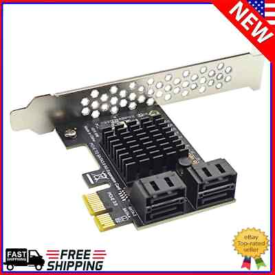 4 Port SATA III PCIe Card 6Gbps SATA 3.0 to PCI e 1X Adapter with Bracket $17.19