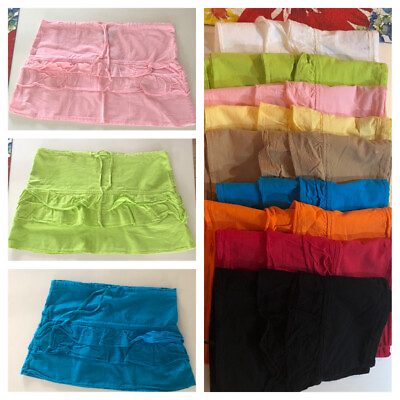 #ad Mini Skirts Ladies 100% Cotton Ruffled Frill Detail Garment Dyed 10 Colors $6.00