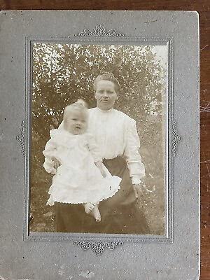 #ad Vintage C 1900 Woman Holding Child Black amp; White Photo $6.85