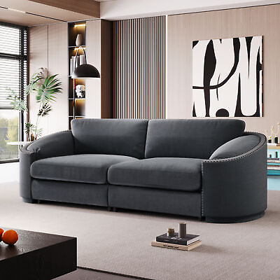 #ad U Style Stylish Sofa with Semilunar Arm Rivet Detailing and Solid Frame $591.57