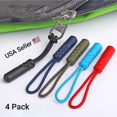 #ad 4PC Zipper Pull Puller End Fit Rope Tag Replacement Clip Broken Buckle Fixer Zip $3.99
