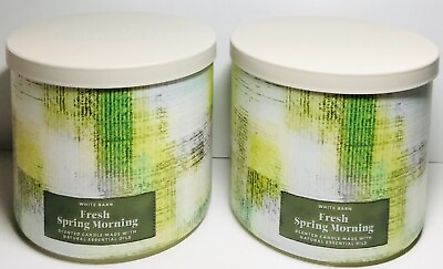 #ad $$$AVE FRESH SPRING MORNING 2PK 3 Wick CANDLE White Barn Bath amp; Body Works $54.40