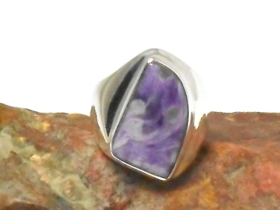 #ad Purple CHAROITE Sterling Silver 925 Gemstone RING Size: 6 $79.00