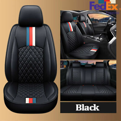 #ad 5 Sits Car Sedan Black PU Leather Full Surround Seat Cover Cushion Pad Universal $73.94