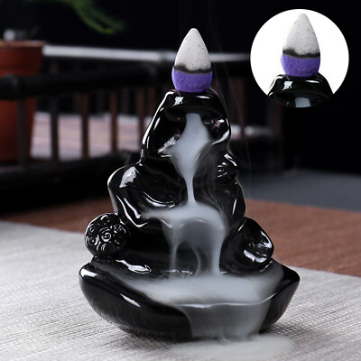 #ad Ceramic Smoke Backflow Waterfall Incense Burner Censer Holder Decoration 60 Cone AU $13.99