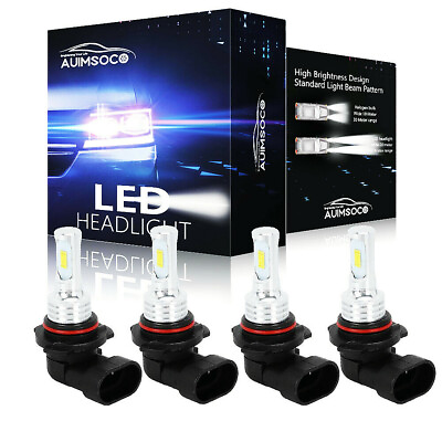 #ad 9006 9005 LED Headlights Kit Combo Bulbs 8000K High Low BEAM Super White Bright $24.99