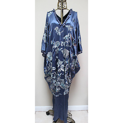 #ad NWT Josie Natori Couture Crane Butterfly Embroidered Silk Tassel Kaftan Dress $1500.00