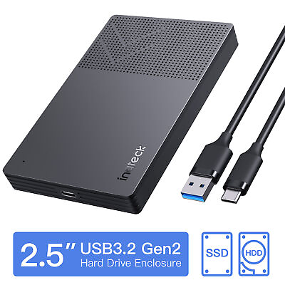 Inateck USB 3.2 Gen 2 Hard Drive Enclosure For 2.5quot; SSD HDD 6Gbps UASP Supported $15.99